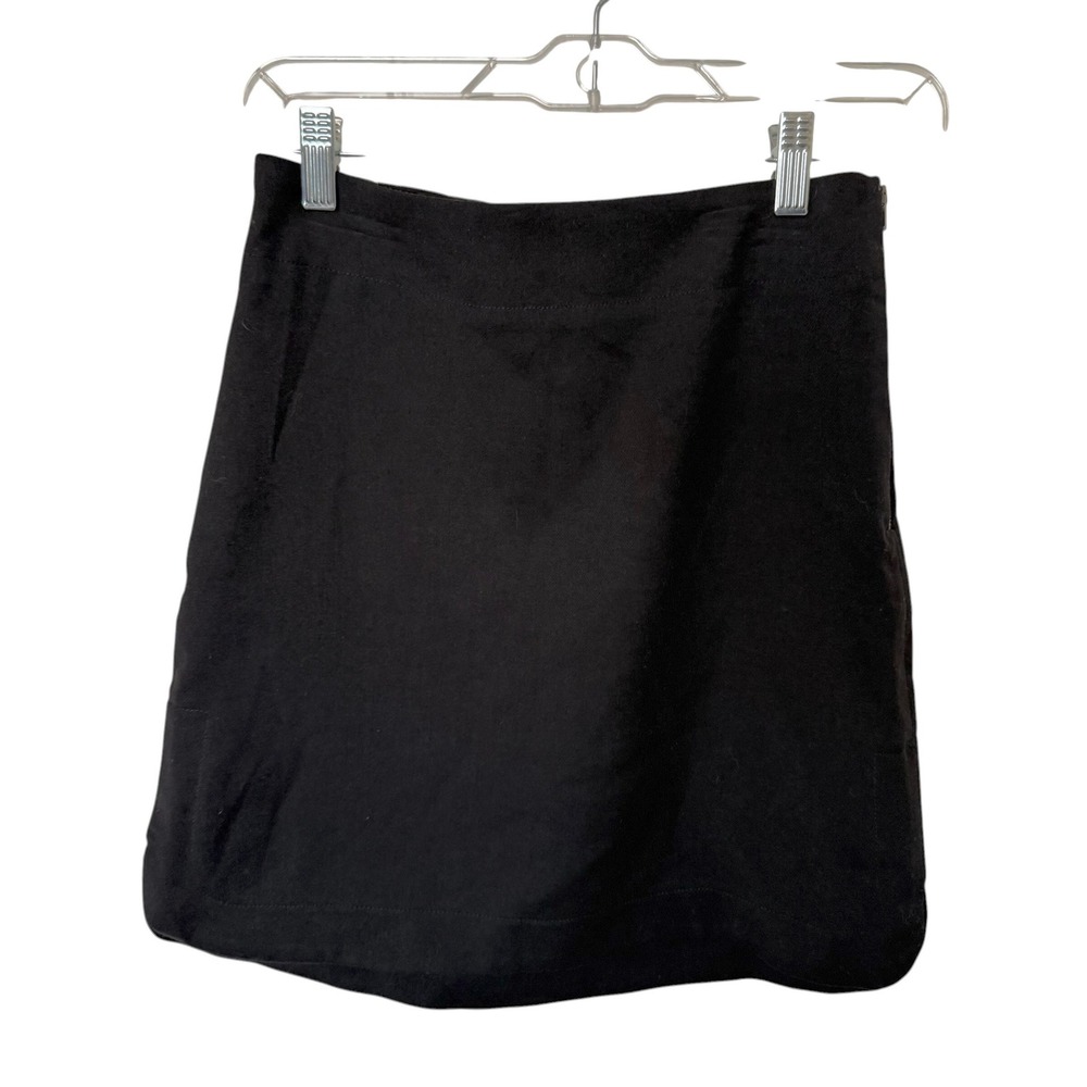 Ann Taylor LOFT Mini Skirt Women XXS Black Excellent Side Zip Slit A-Line